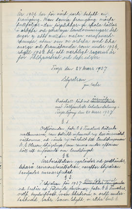 Protokollsbok för Folkpartiets lokalavdelning i Tierps Köping 1914-1943 . [Fol 40r]