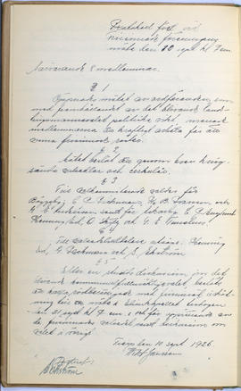 Protokollsbok för Folkpartiets lokalavdelning i Tierps Köping 1914-1943 . [Fol 15v]