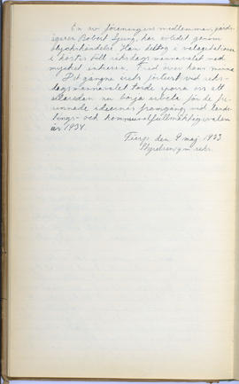 Protokollsbok för Folkpartiets lokalavdelning i Tierps Köping 1914-1943 . [Fol 27v]