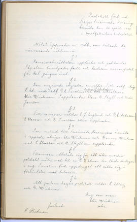 Protokollsbok för Folkpartiets lokalavdelning i Tierps Köping 1914-1943 . [Fol 18v]