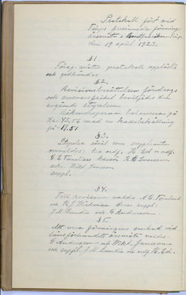 Protokollsbok för Folkpartiets lokalavdelning i Tierps Köping 1914-1943 . [Fol 11v]