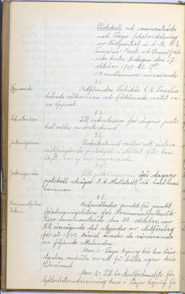 Protokollsbok för Folkpartiets lokalavdelning i Tierps Köping 1914-1943 . [Fol 49v]